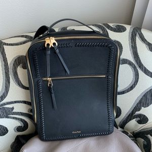 CalPak black leather laptop backpack